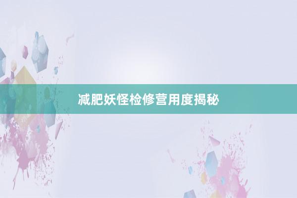 减肥妖怪检修营用度揭秘